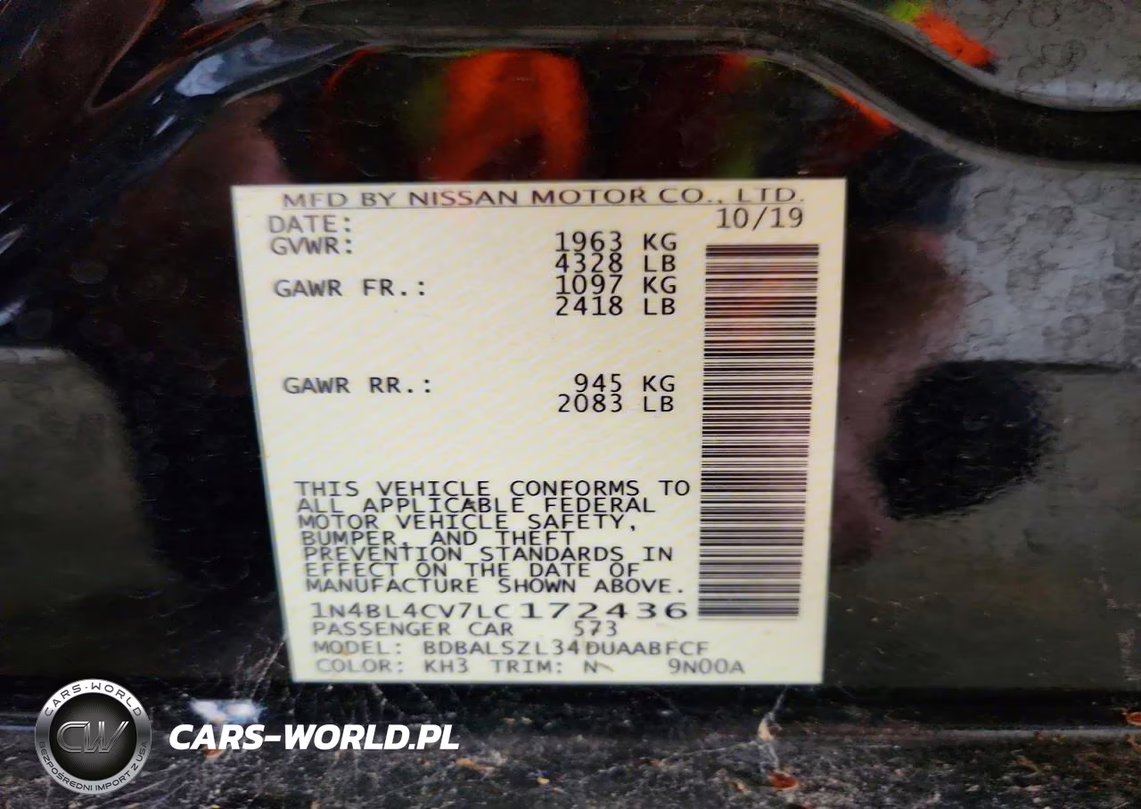 2020 Nissan Altima Sr VIN:1N4BL4CV7LC172436 - 12