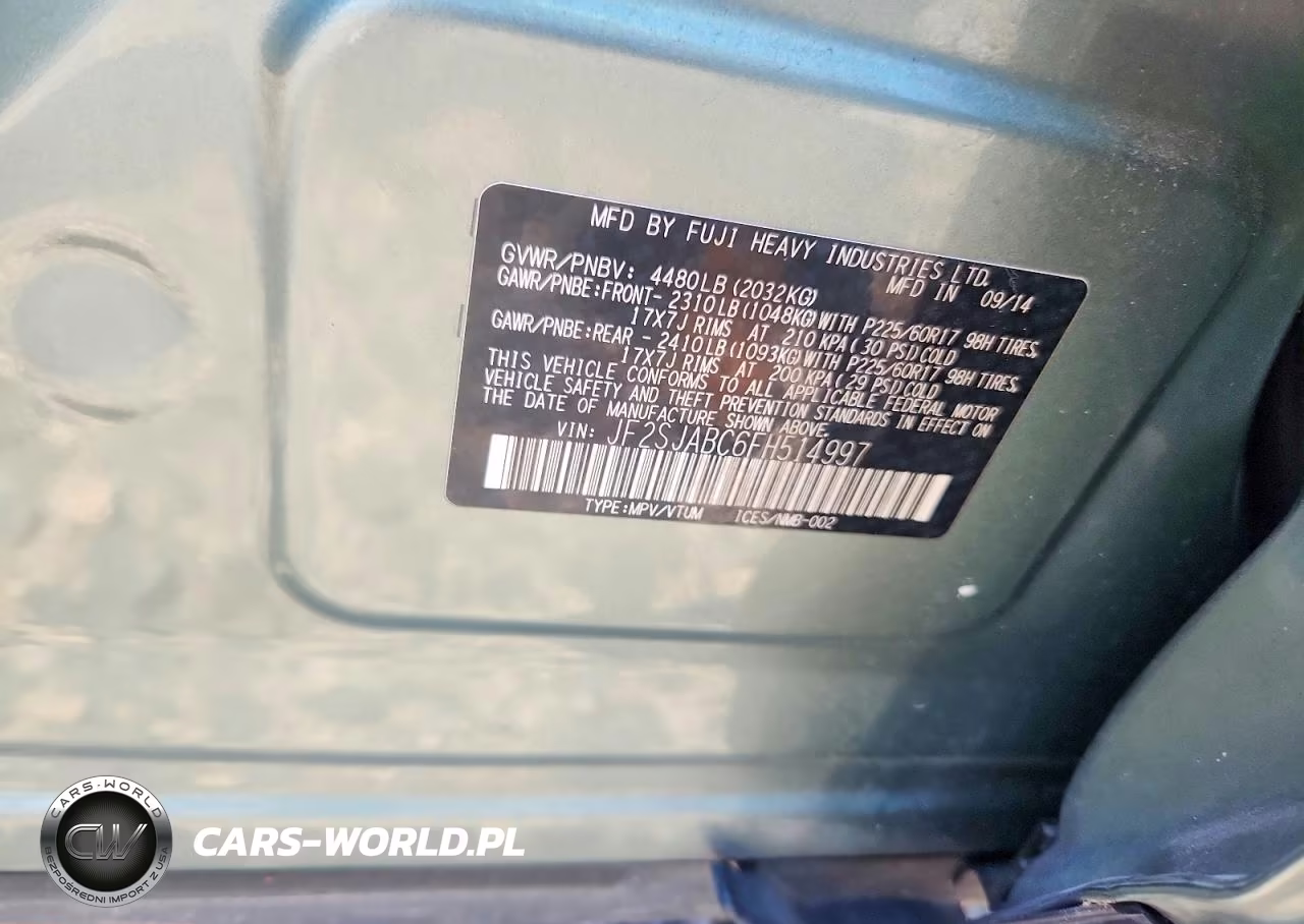 2015 Subaru Forester 2.5I VIN:JF2SJABC6FH514997 - 14