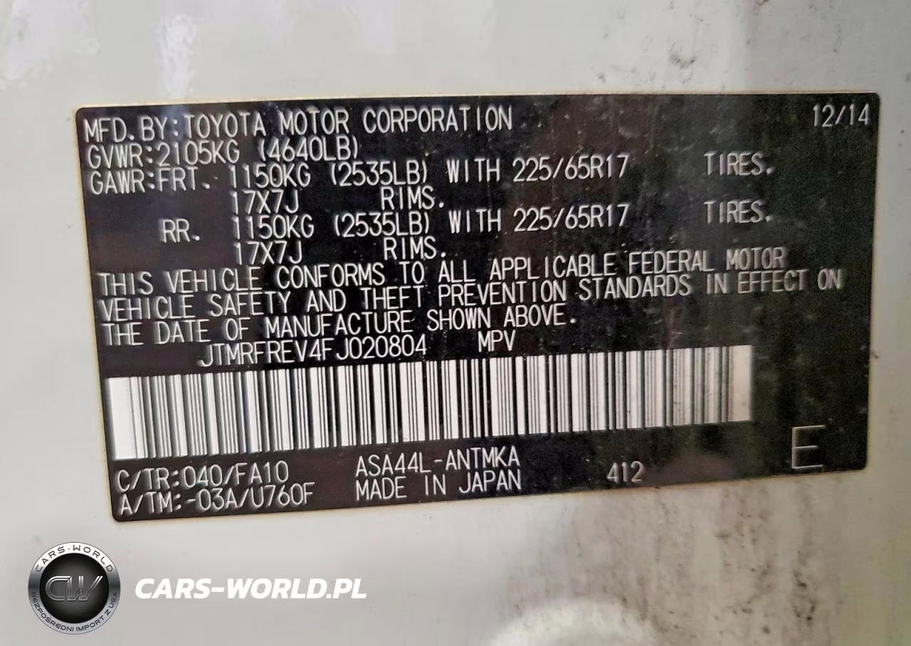 2015 Toyota Rav4 Xle VIN:JTMRFREV4FJ020804 - 12