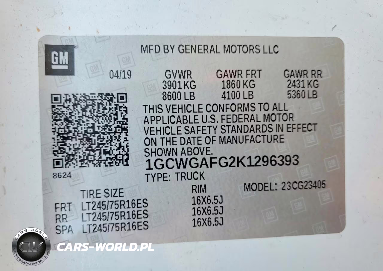 2019 Chevrolet Express 2500 Cargo Delivery Van VIN:1GCWGAFG2K1296393 - 13