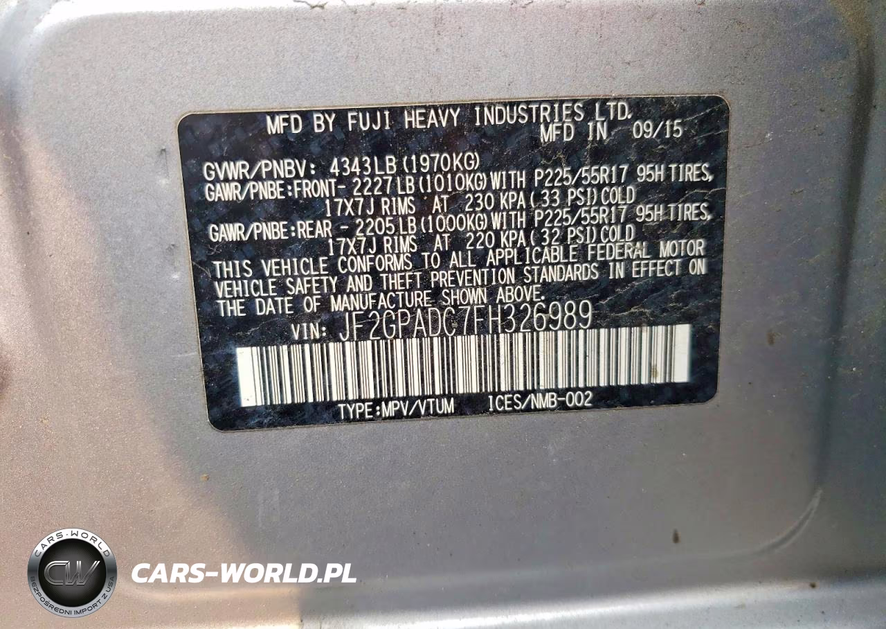2015 Subaru Xv Crosstrek 2.0 Premium VIN:JF2GPADC7FH326989 - 13