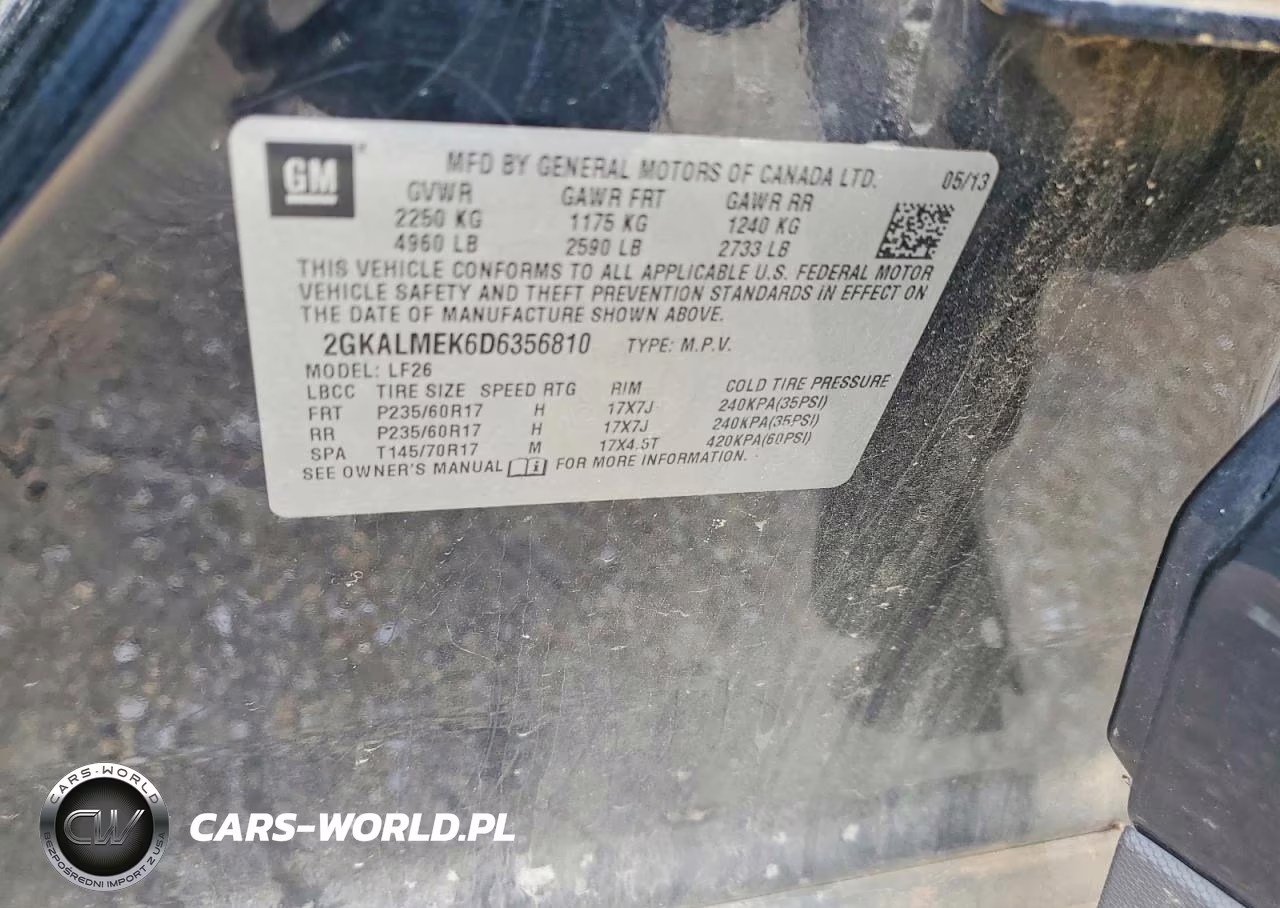 2013 GMC Terrain Sle VIN:2GKALMEK6D6356810 - 12