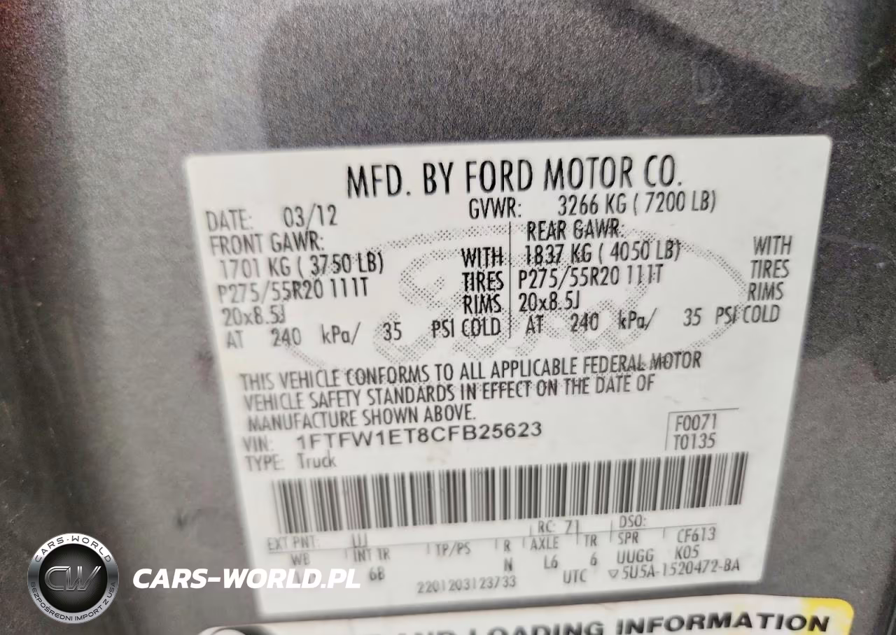 2012 Ford F150 Supercrew VIN:1FTFW1ET8CFB25623 - 12