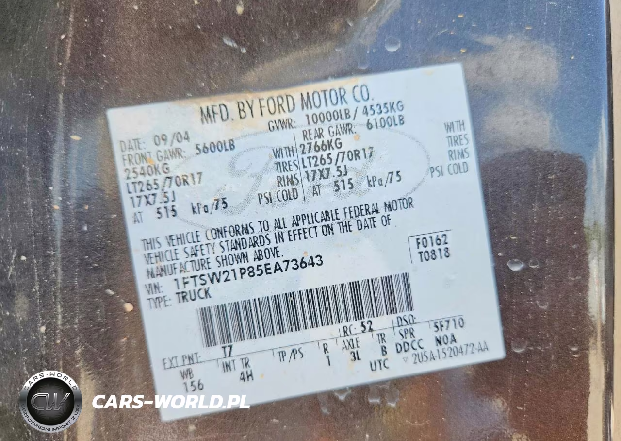 2005 Ford F250 Super Duty VIN:1FTSW21P85EA73643 - 12