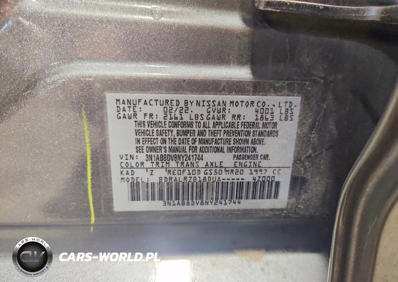 2022 Nissan Sentra Sr VIN:3N1AB8DV8NY241744 - 12