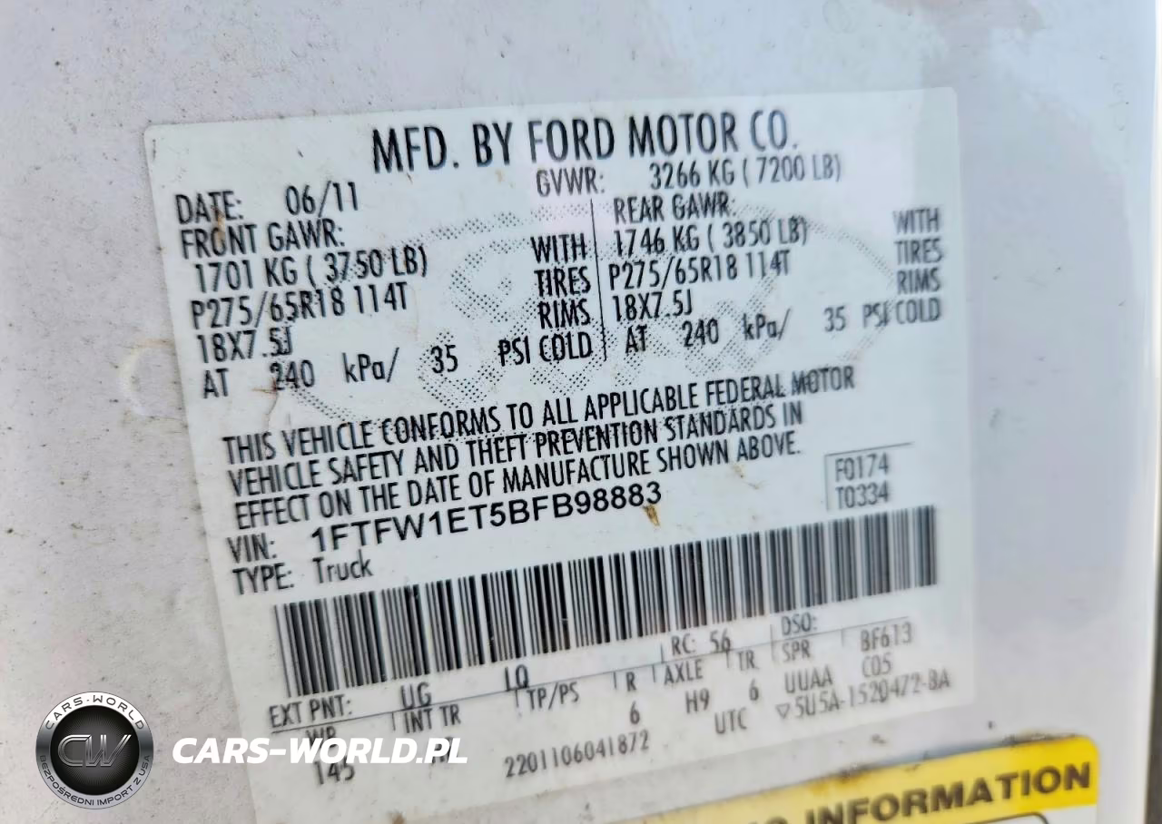 2011 Ford F150 Supercrew VIN:1FTFW1ET5BFB98883 - 12