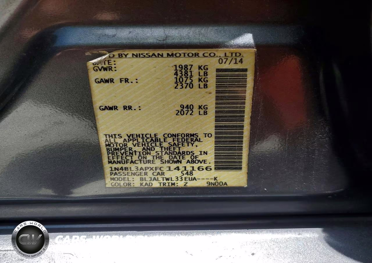 2015 Nissan Altima 3.5 Sl VIN:1N4BL3APXFC141166 - 13