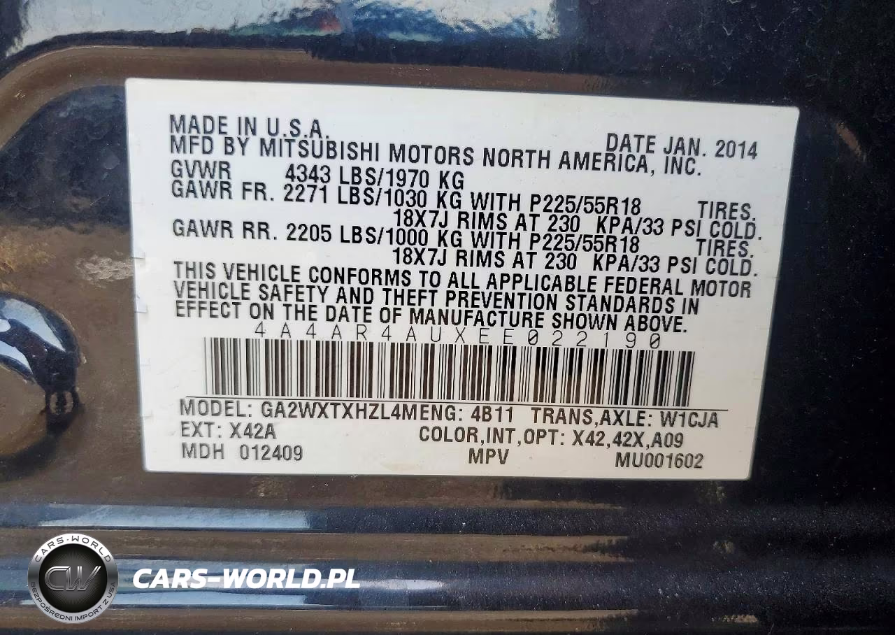 2014 Mitsubishi Outlander Sport Se VIN:4A4AR4AUXEE022190 - 13