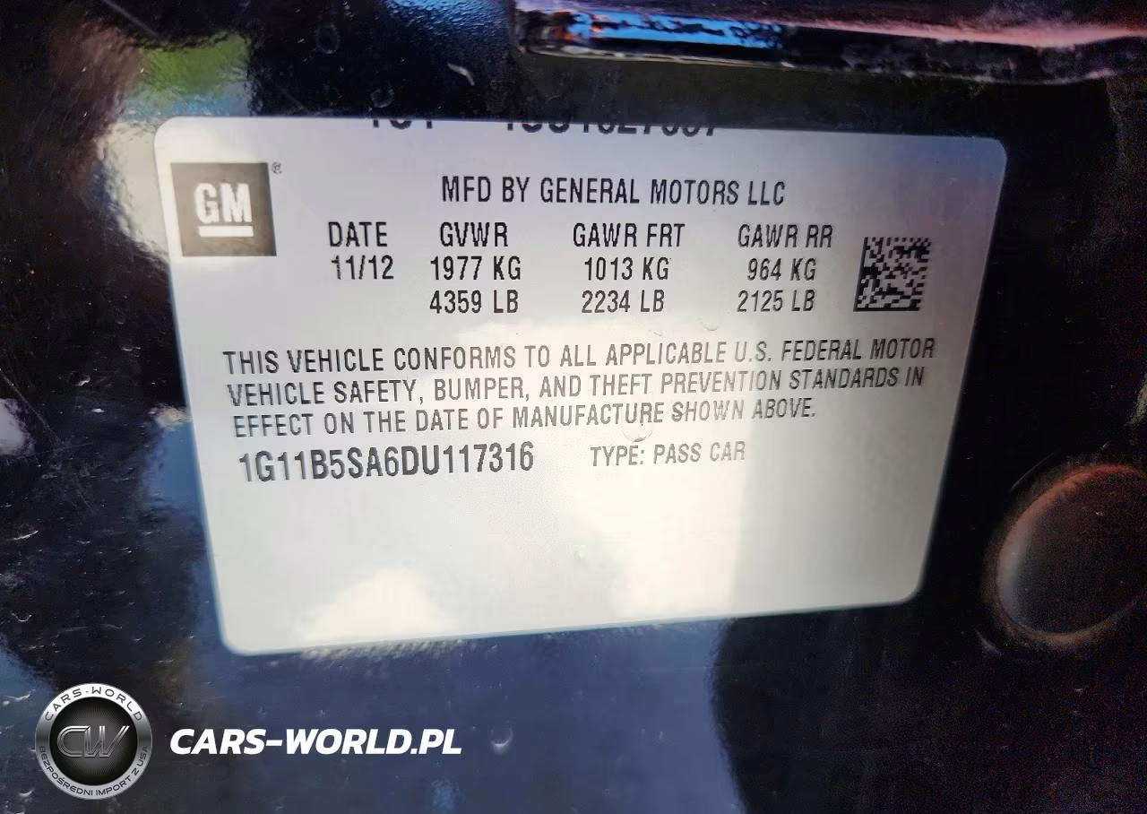 2013 Chevrolet Malibu Ls VIN:1G11B5SA6DU117316 - 12