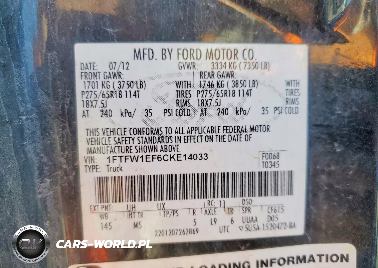 2012 Ford F150 Supercrew VIN:1FTFW1EF6CKE14033 - 12