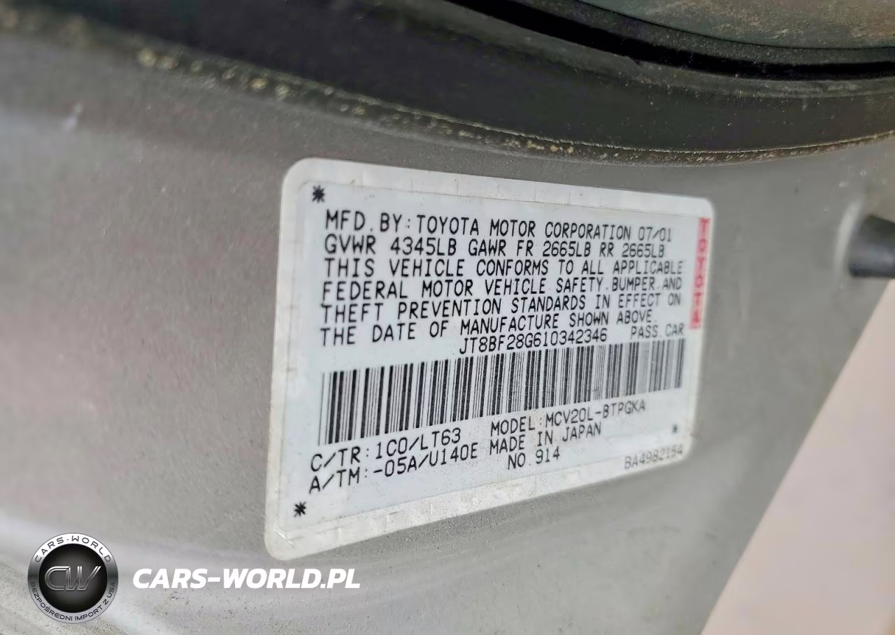 2001 Lexus Es 300 VIN:JT8BF28G610342346 - 12