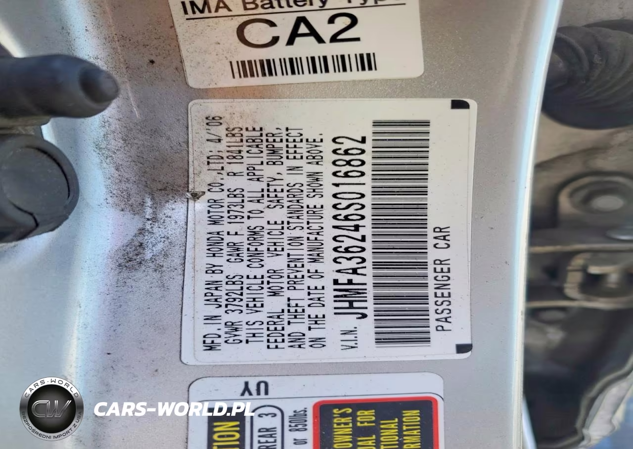 2006 Honda Civic Hybrid VIN:JHMFA36246S016862 - 12