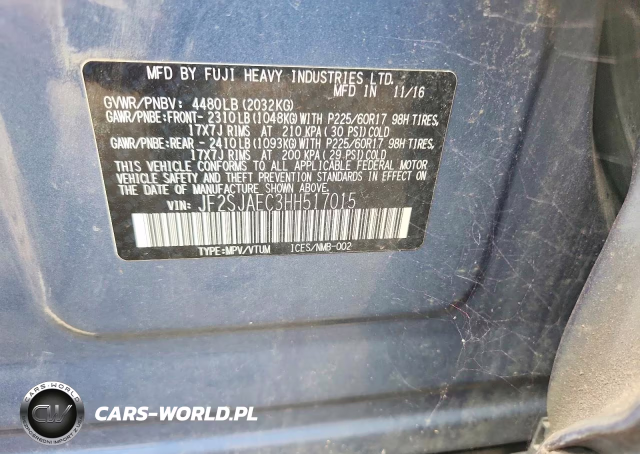 2017 Subaru Forester 2.5I Premium VIN:JF2SJAEC3HH517015 - 12