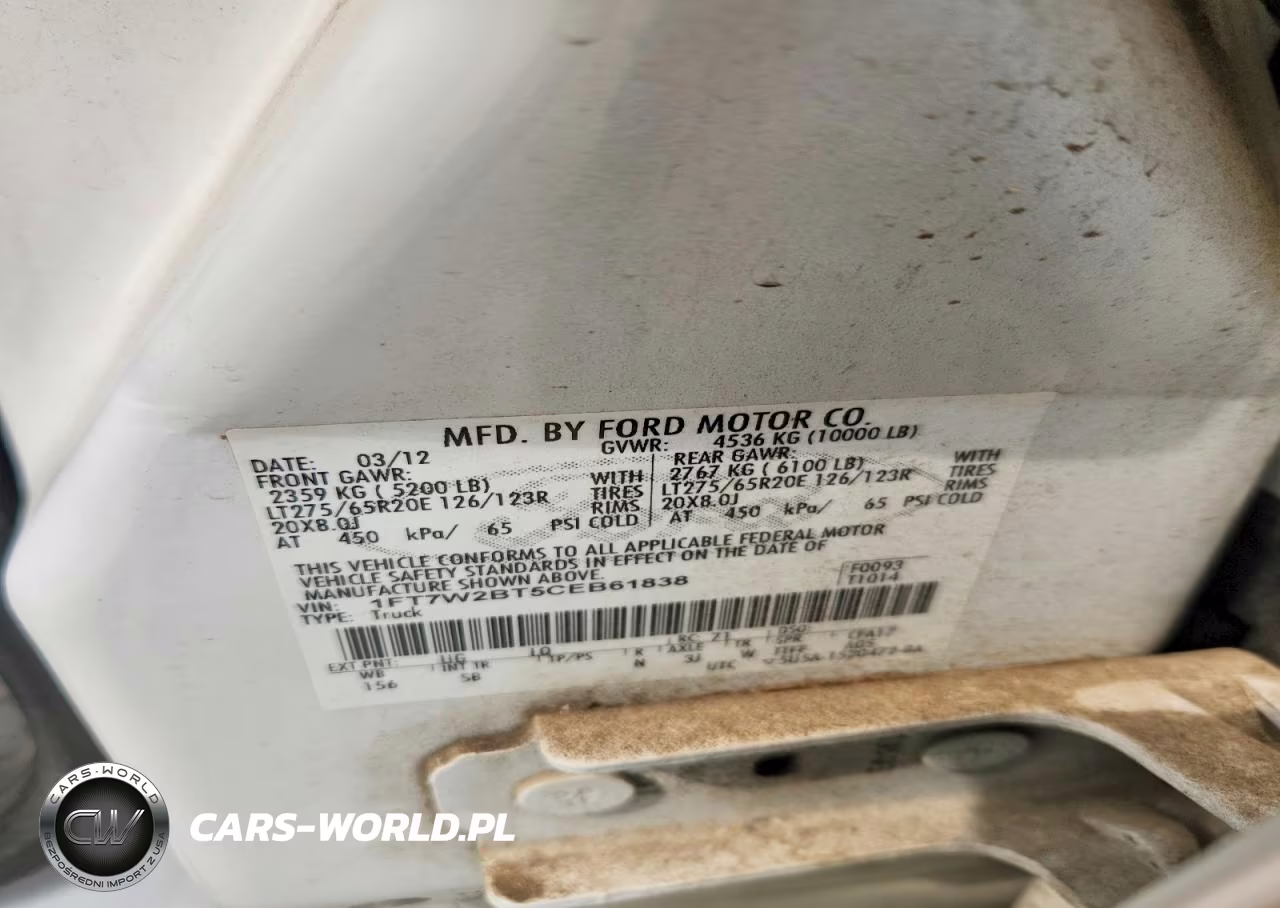 2012 Ford F250 Super Duty VIN:1FT7W2BT5CEB61838 - 11
