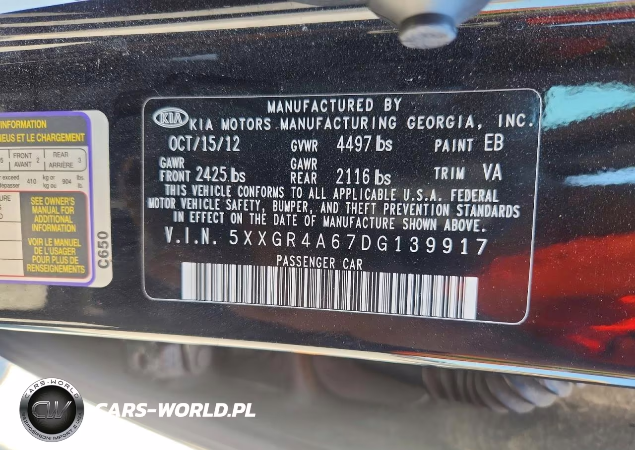 2013 Kia Optima Sx VIN:5XXGR4A67DG139917 - 12
