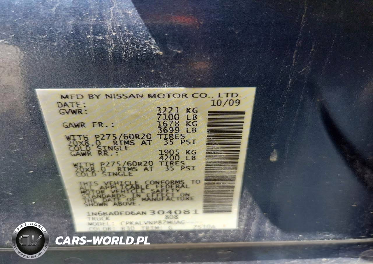 2010 Nissan Titan Xe VIN:1N6BA0ED6AN304081 - 12