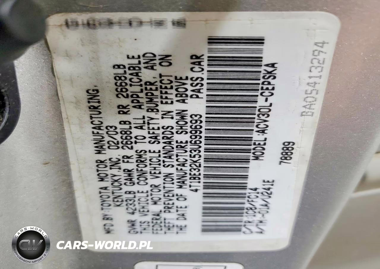 2003 Toyota Camry Se VIN:4T1BE32K53U699693 - 12