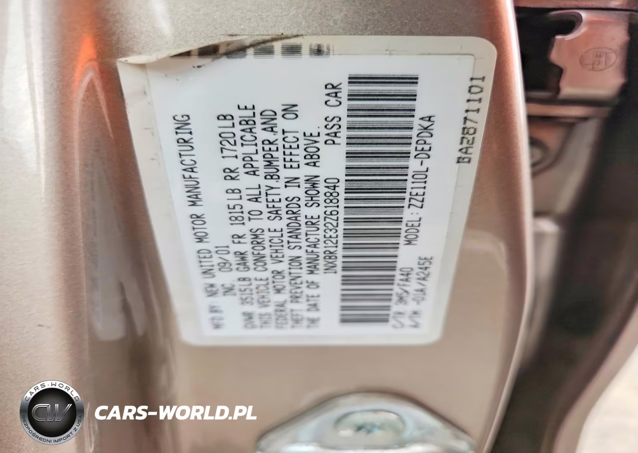 2002 Toyota Corolla Le VIN:1NXBR12E32Z618840 - 12
