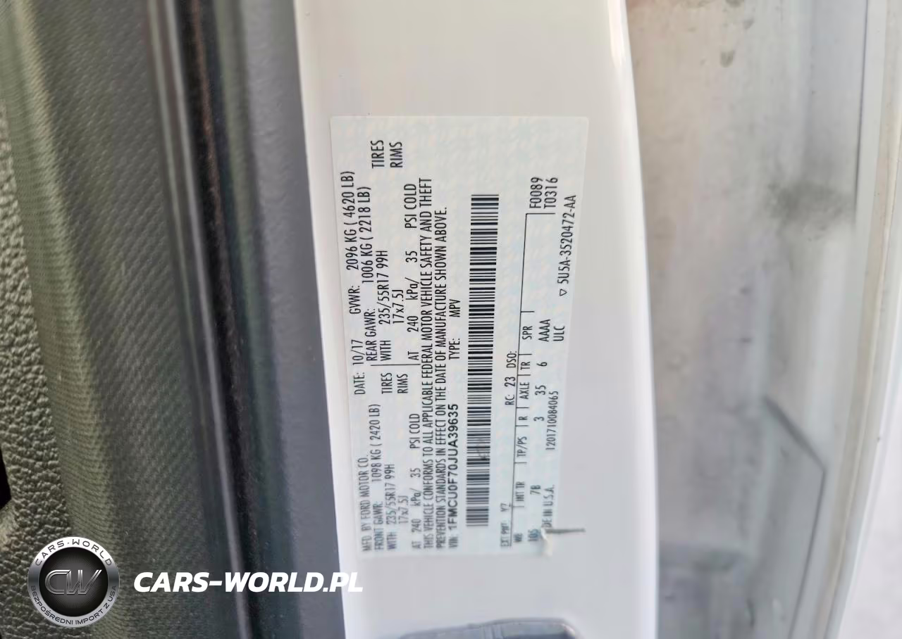 2018 Ford Escape S VIN:1FMCU0F70JUA39635 - 13