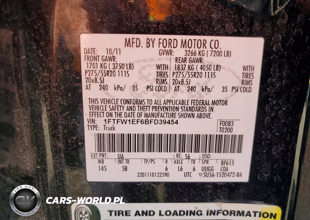 2011 Ford F150 Supercrew VIN:1FTFW1EF6BFD39454 - 12