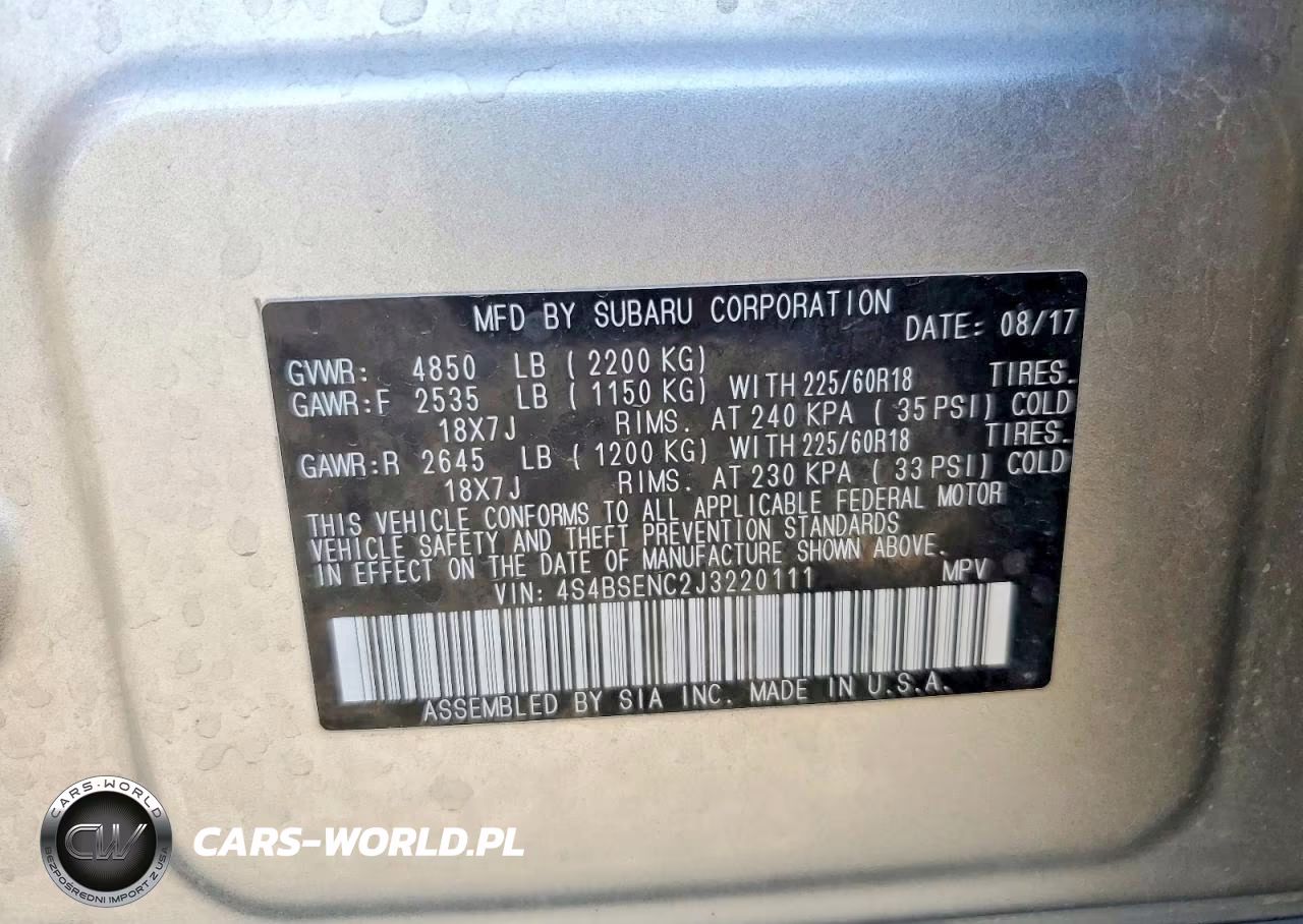 2018 Subaru Outback 3.6R Limited VIN:4S4BSENC2J3220111 - 12