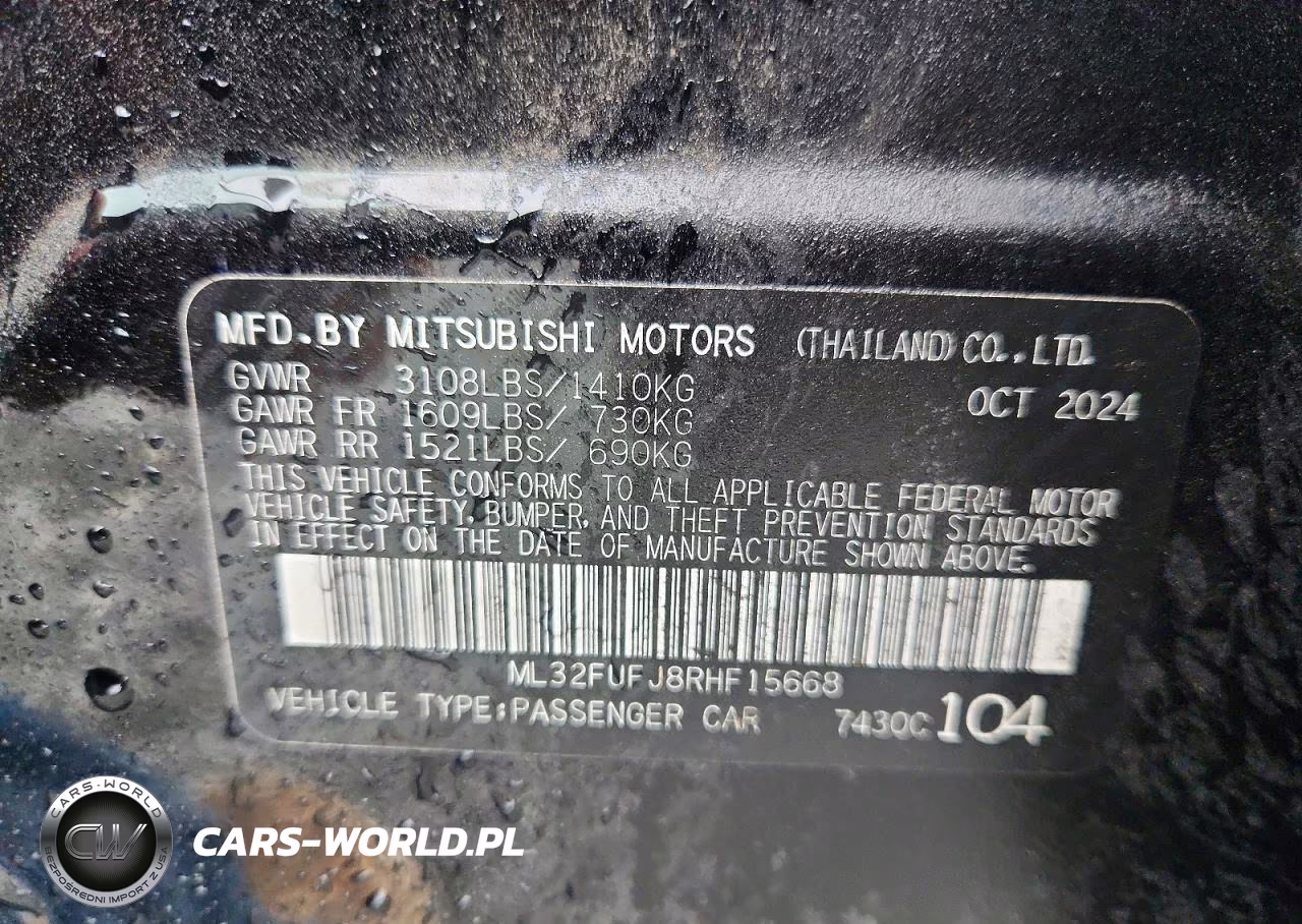 2024 Mitsubishi Mirage G4 Es VIN:ML32FUFJ8RHF15668 - 12