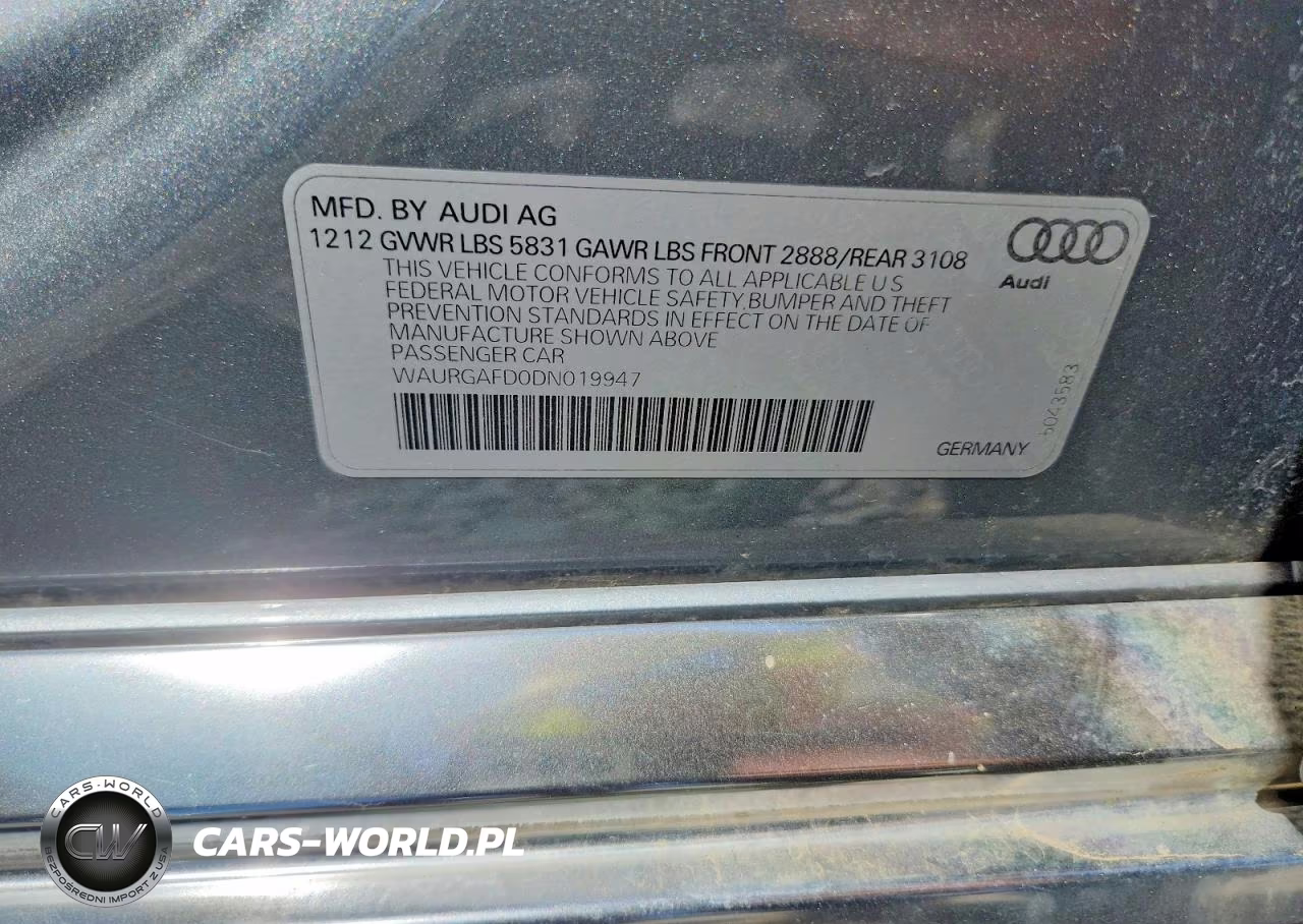 2013 Audi A8 L Quattro VIN:WAURGAFD0DN019947 - 12