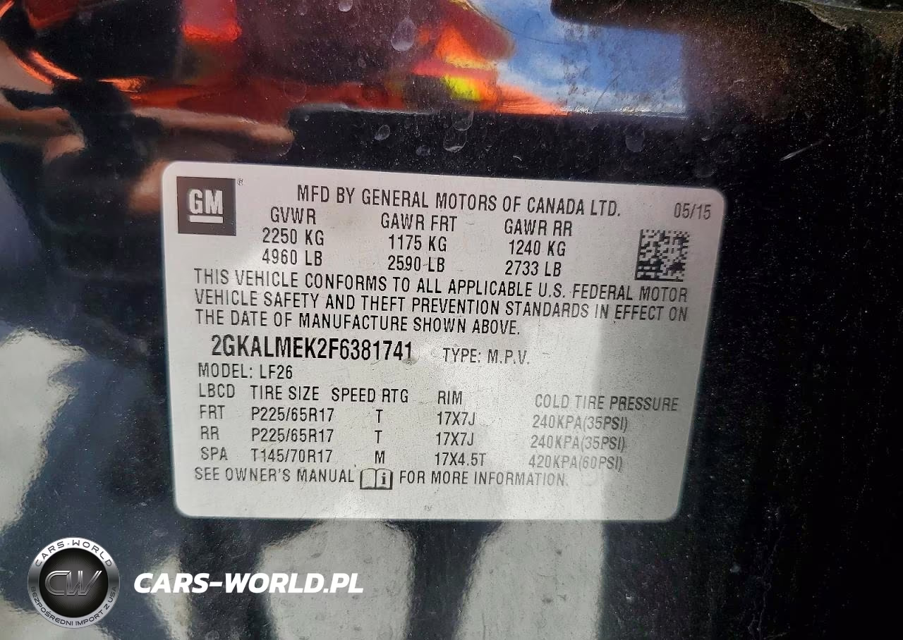 2015 GMC Terrain Sle VIN:2GKALMEK2F6381741 - 14