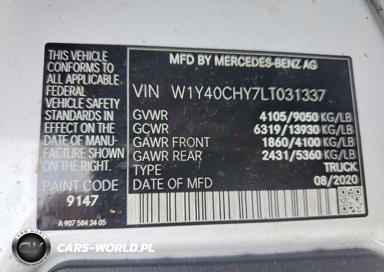 2020 Mercedes-Benz Sprinter 2500 Delivery Van VIN:W1Y40CHY7LT031337 - 14