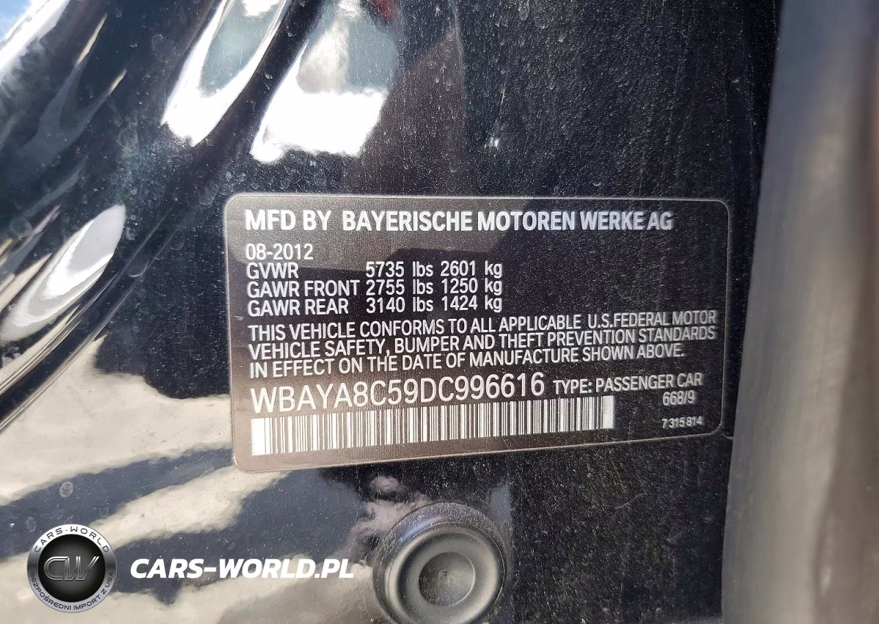 2013 BMW 750 I VIN:WBAYA8C59DC996616 - 12