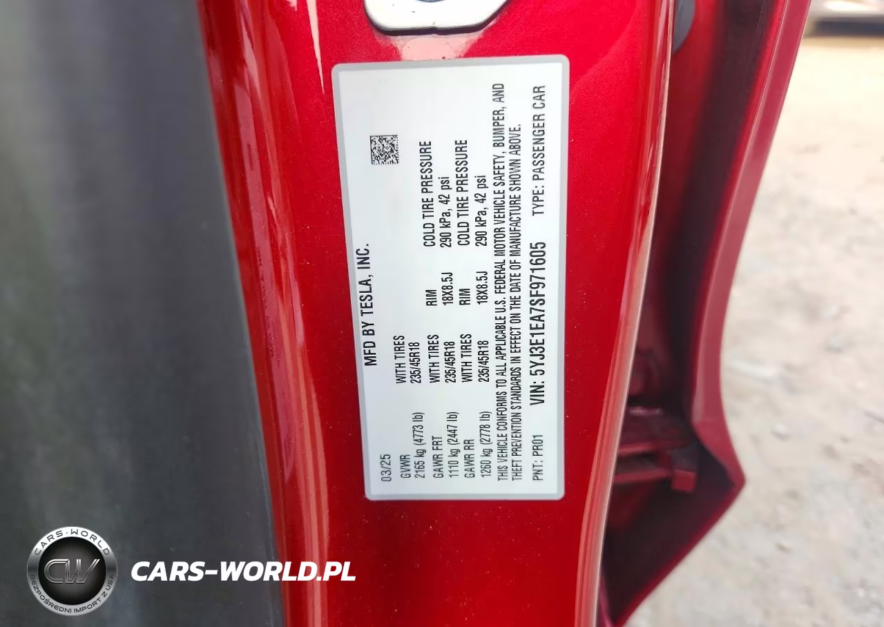 2025 Tesla Model 3 VIN:5YJ3E1EA7SF971605 - 12