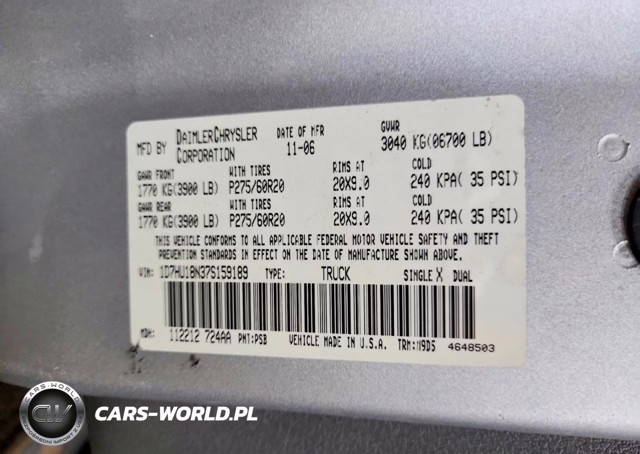 2007 Dodge Ram 1500 St VIN:1D7HU18N37S159189 - 12