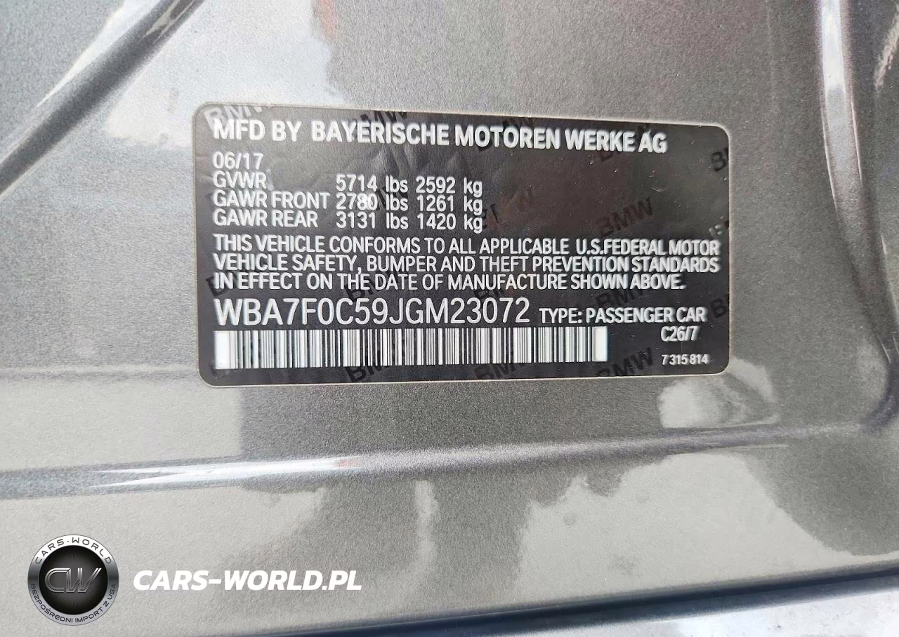 2018 BMW 750 I VIN:WBA7F0C59JGM23072 - 13