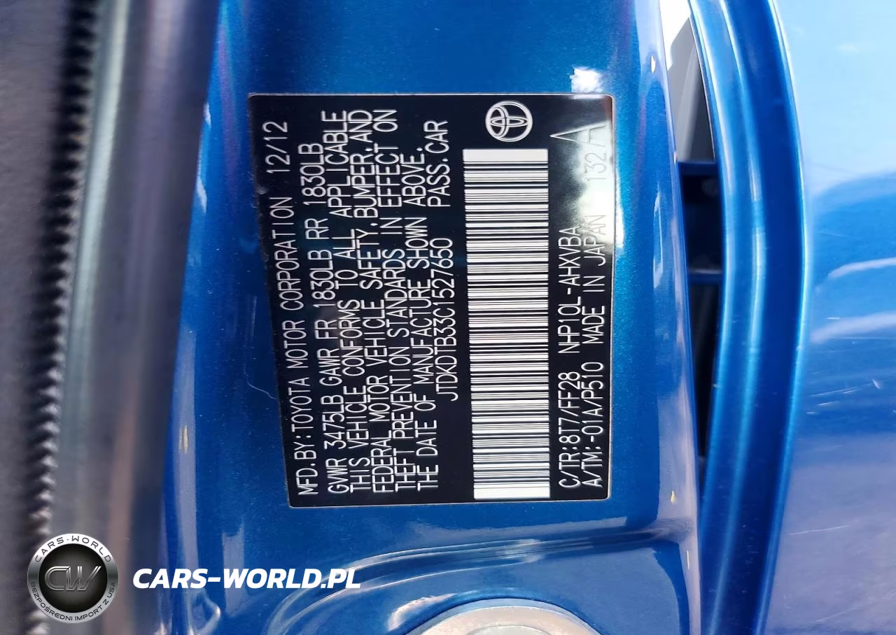 2012 Toyota Prius C Two VIN:JTDKDTB33C1527650 - 13
