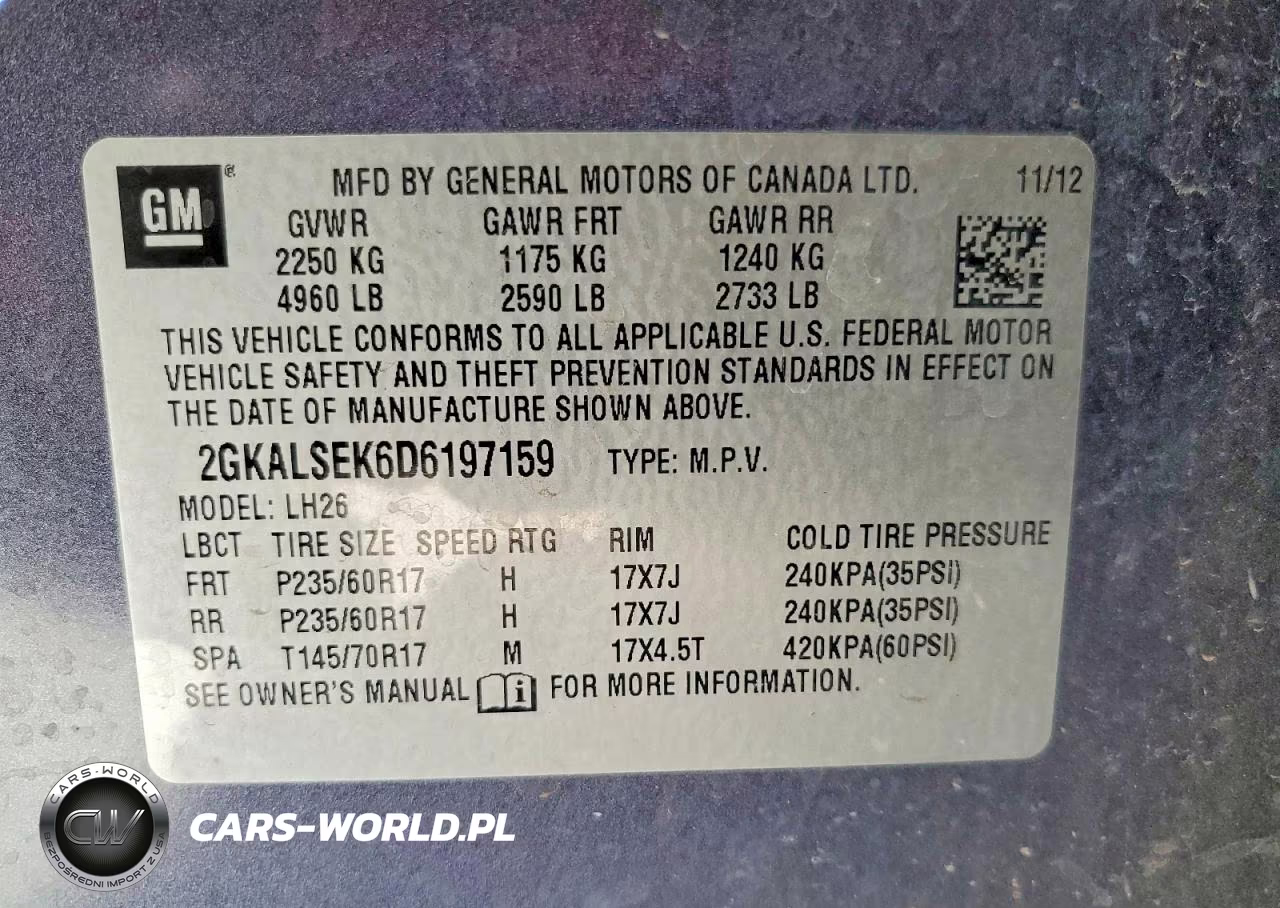 2013 GMC Terrain Sle VIN:2GKALSEK6D6197159 - 12