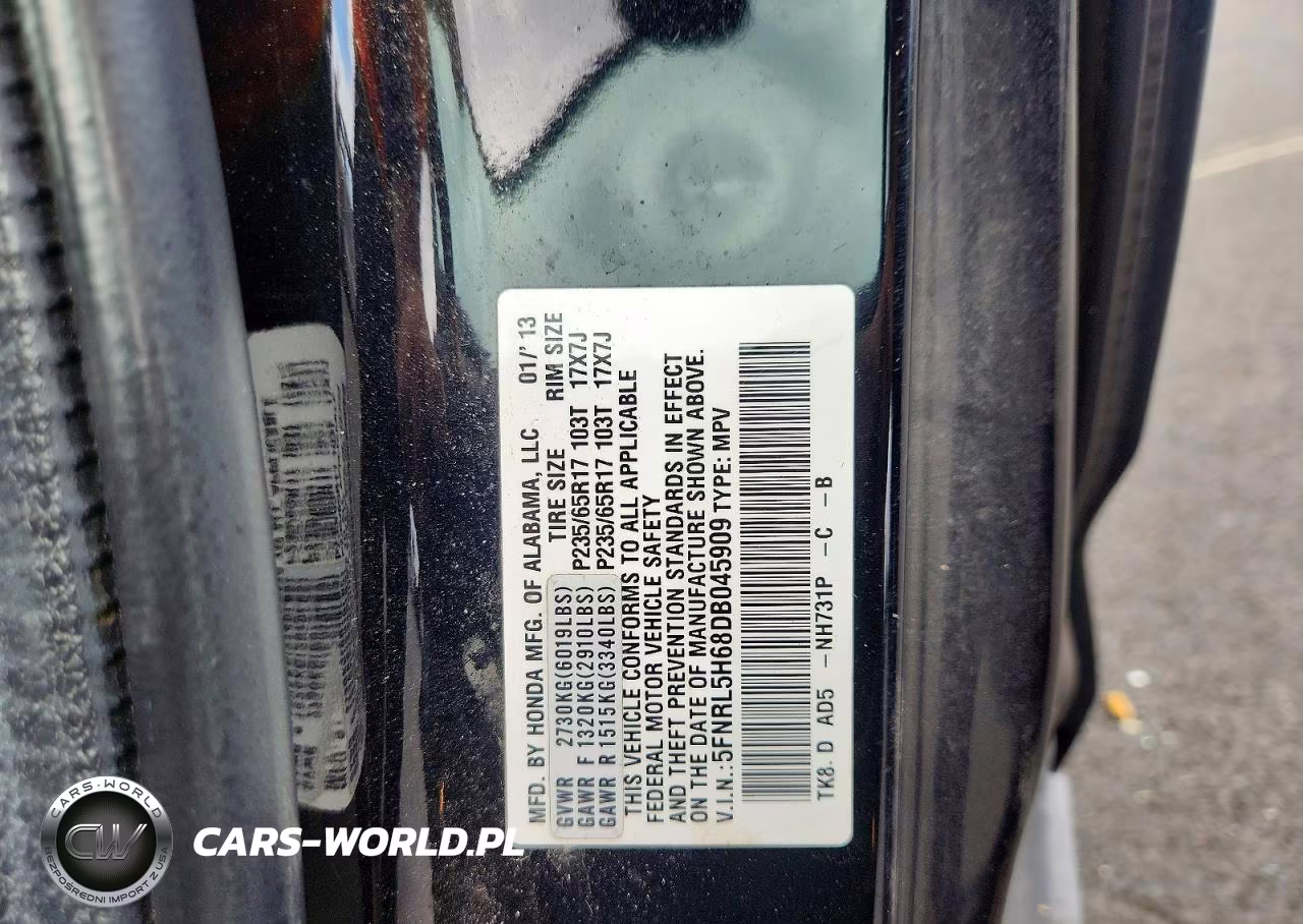 2013 Honda Odyssey Exl VIN:5FNRL5H68DB045909 - 13