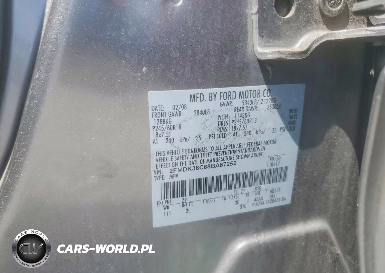 2008 Ford Edge Sel VIN:2FMDK38C68BA67252 - 13