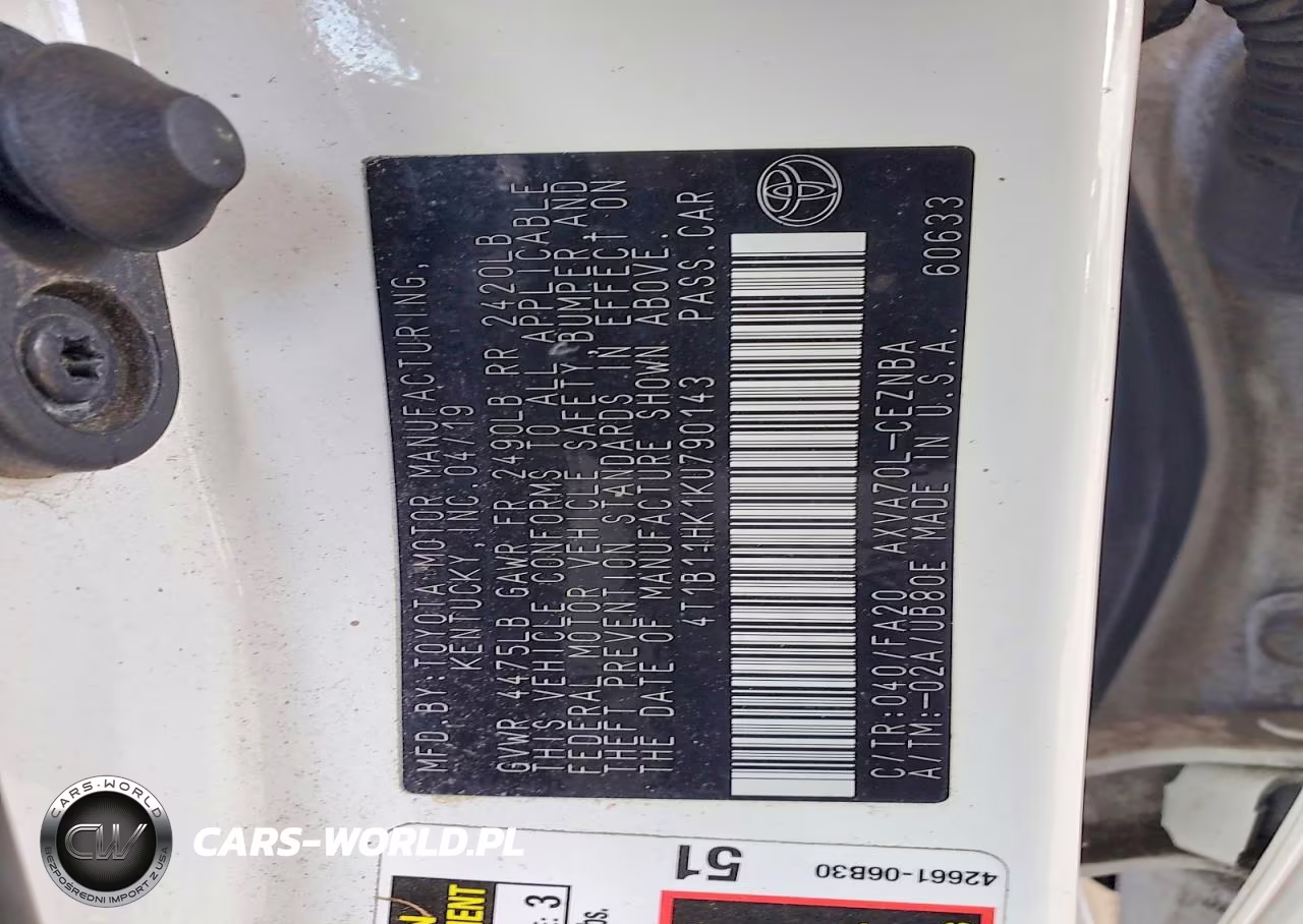 2019 Toyota Camry Le VIN:4T1B11HK1KU790143 - 12
