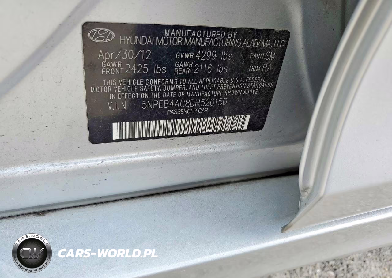 2013 Hyundai Sonata Gls VIN:5NPEB4AC8DH520150 - 12