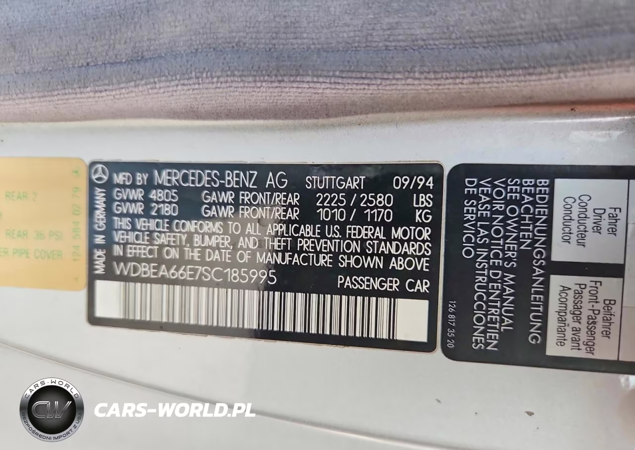1995 Mercedes-Benz E 320 VIN:WDBEA66E7SC185995 - 12