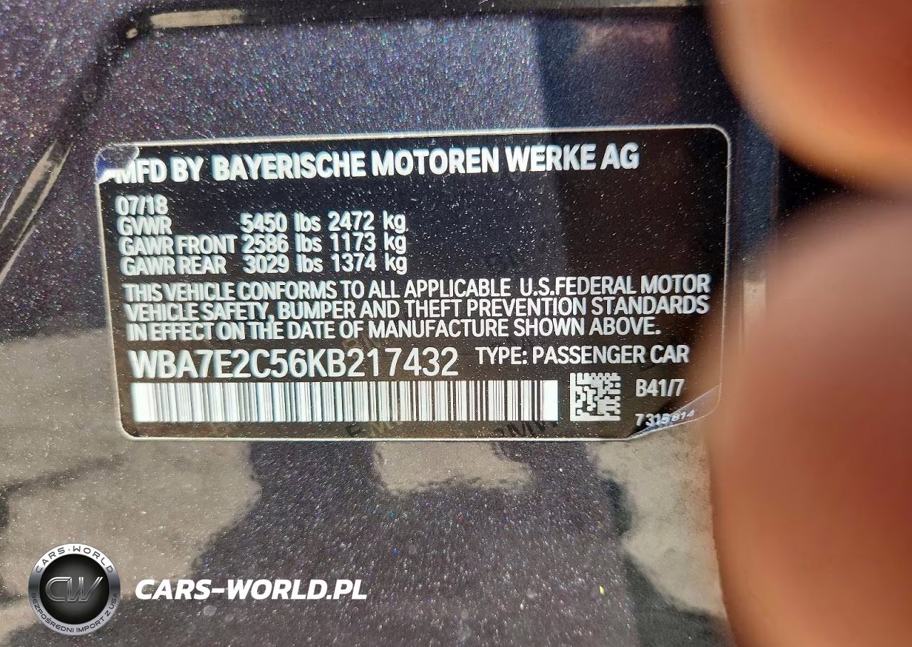 2019 BMW 740 I VIN:WBA7E2C56KB217432 - 13