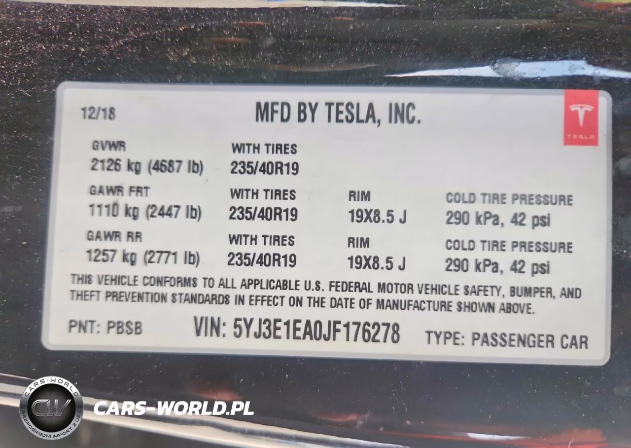 2018 Tesla Model 3 VIN:5YJ3E1EA0JF176278 - 12