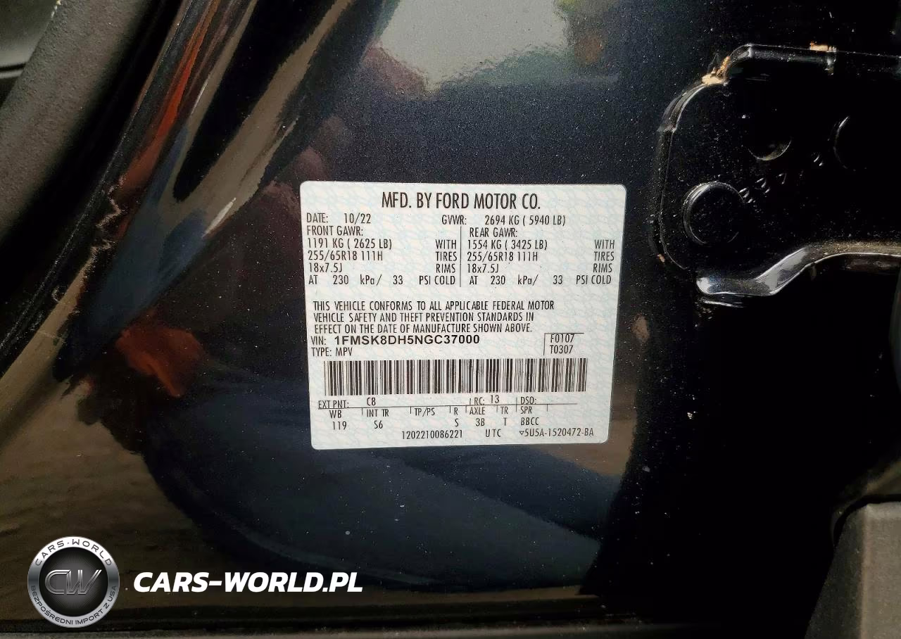 2022 Ford Explorer Xlt VIN:1FMSK8DH5NGC37000 - 13