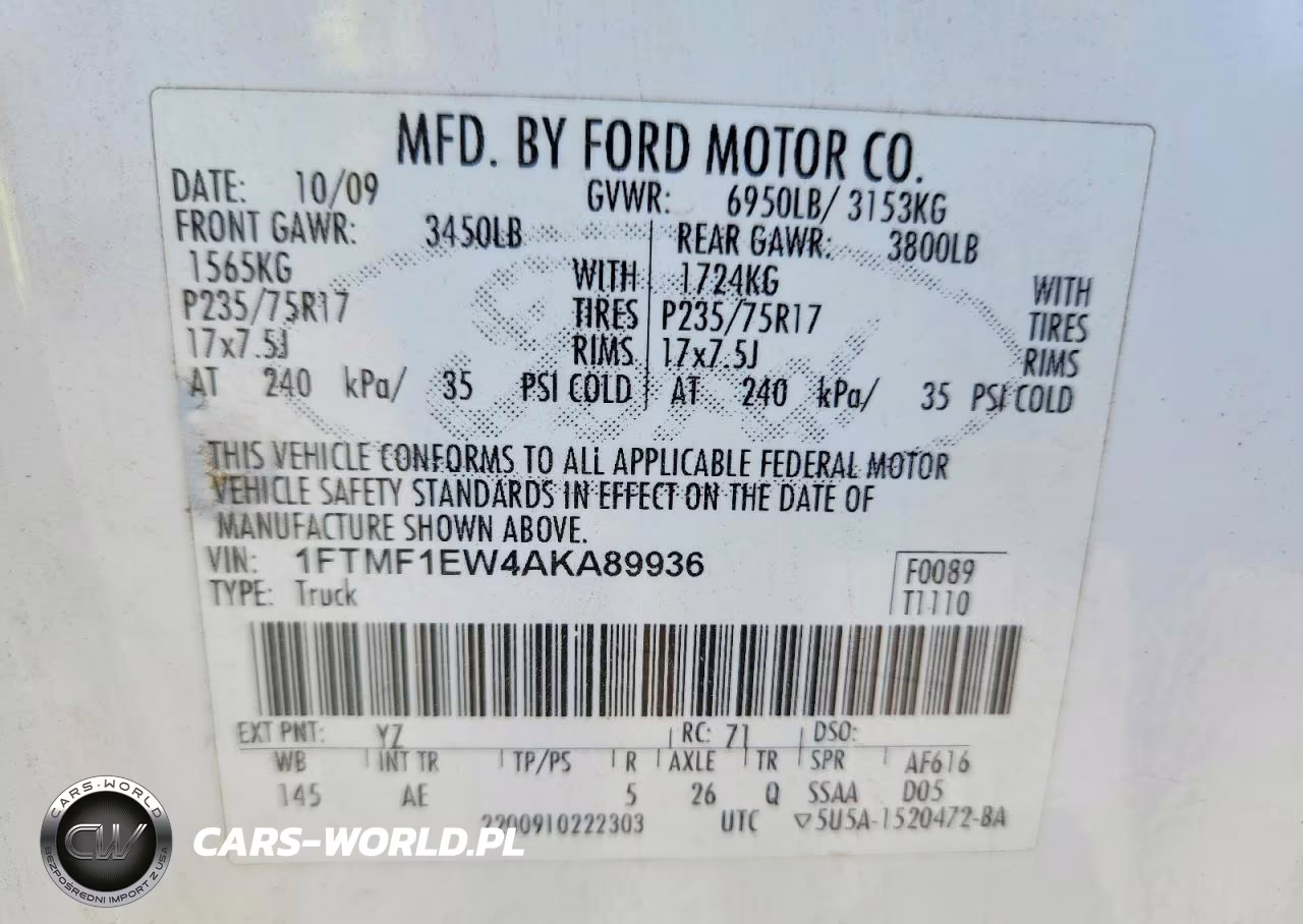 2010 Ford F150 VIN:1FTMF1EW4AKA89936 - 12