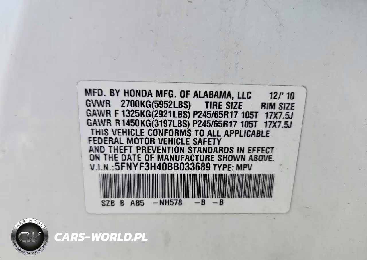 2011 Honda Pilot Ex VIN:5FNYF3H40BB033689 - 13