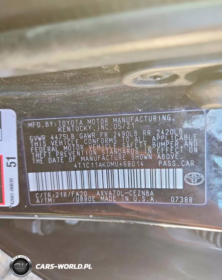 2021 Toyota Camry Le VIN:4T1C11AK0MU468014 - 12