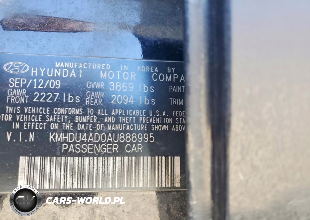 2010 Hyundai Elantra Gls VIN:KMHDU4AD0AU888995 - 12