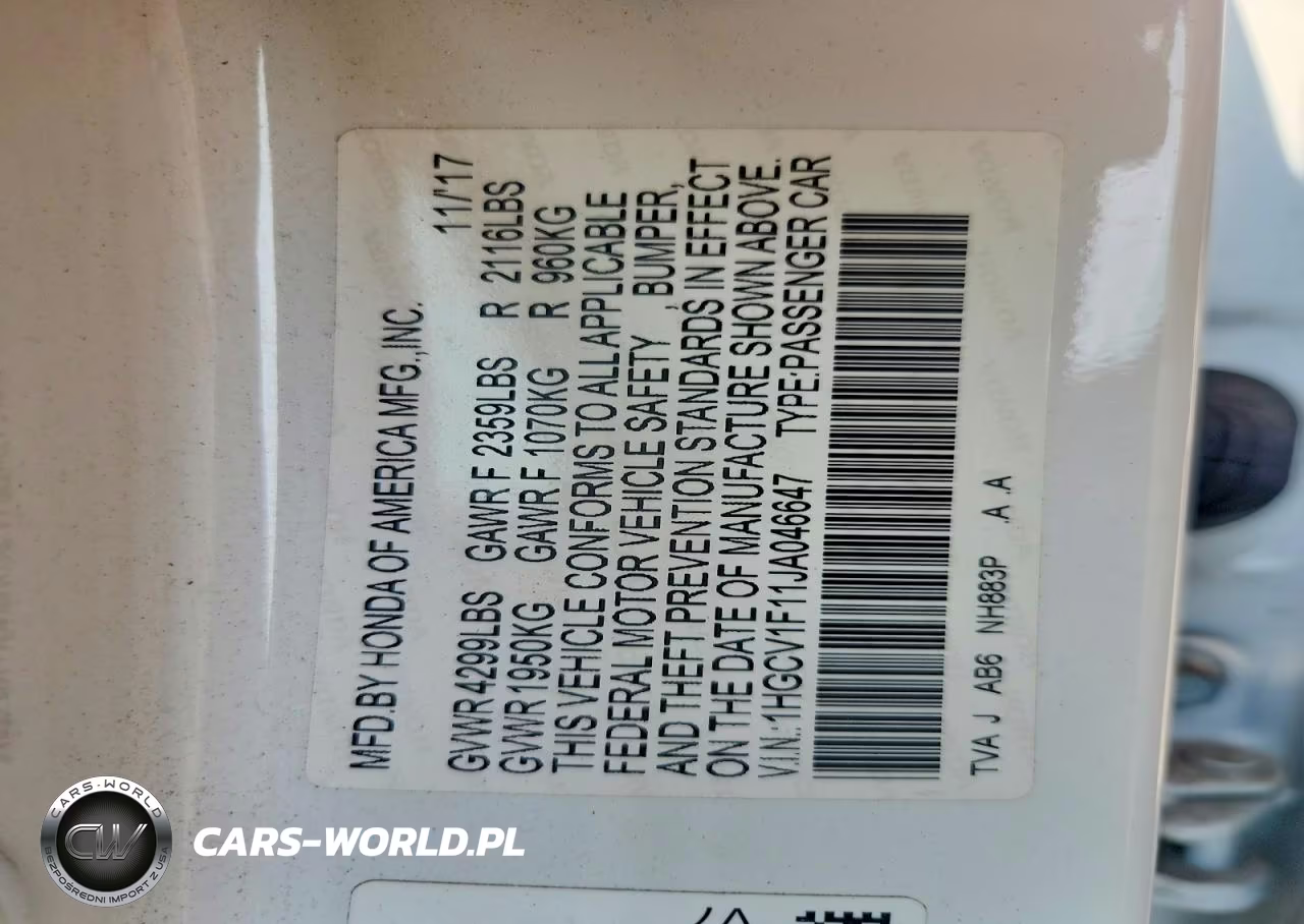 2018 Honda Accord Lx VIN:1HGCV1F11JA046647 - 12