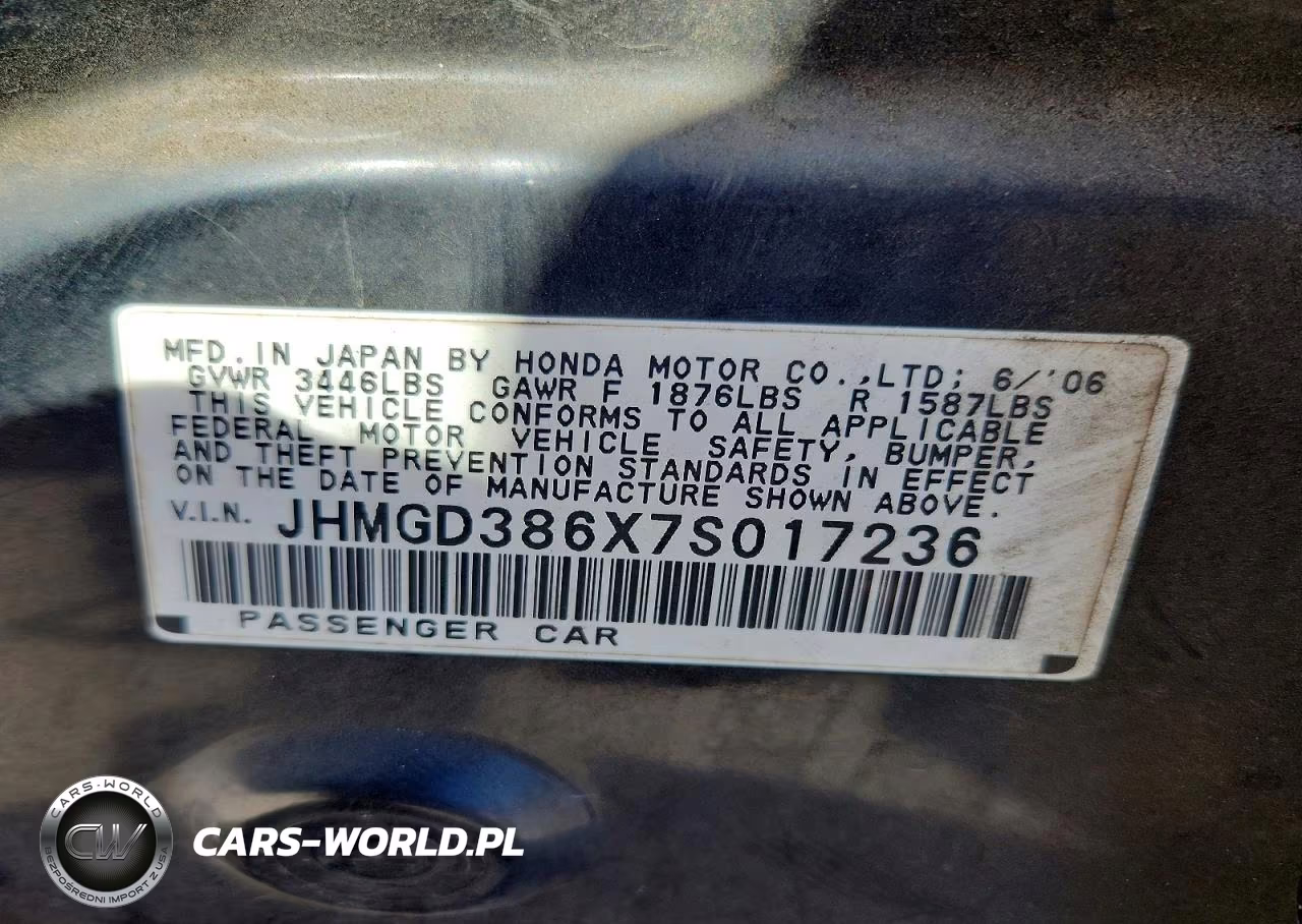 2007 Honda Fit S VIN:JHMGD386X7S017236 - 13