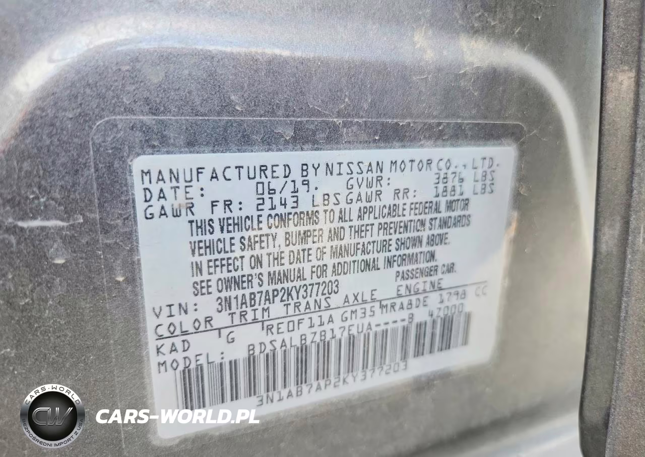 2019 Nissan Sentra S VIN:3N1AB7AP2KY377203 - 12